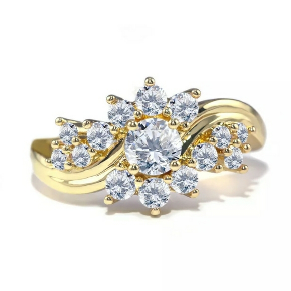 Gold Simulated Diamonds Ring - Picture 2 of 7
